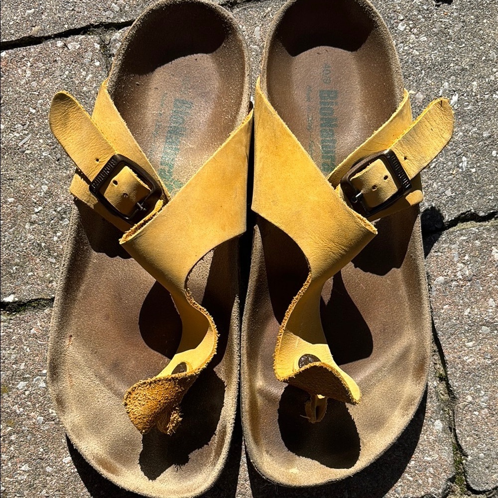 Yellow Leather Sandals with Buckles